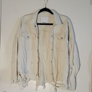 BBJ White Distressed Jean Jacket